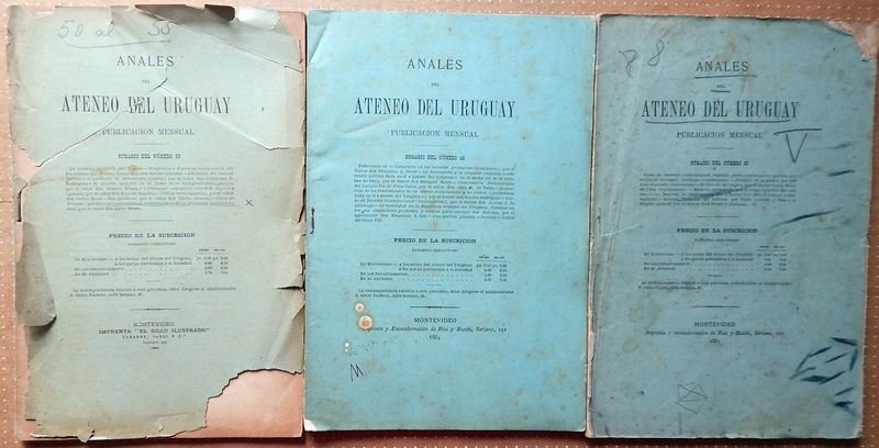 Lote de 3 Revistas Anales Del Ateneo Del Uruguay (Nros. 23, 40 y 50)