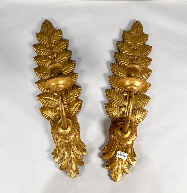 Dos Apliques de Pared Vintage Hojas Doradas - imagen 1