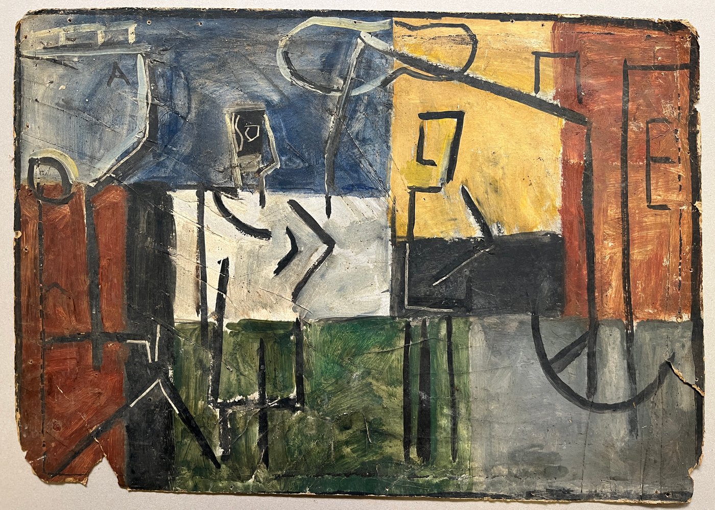 Oleo sobre cartón "Composición" de Jonio Montiel, 38 x 54 cm