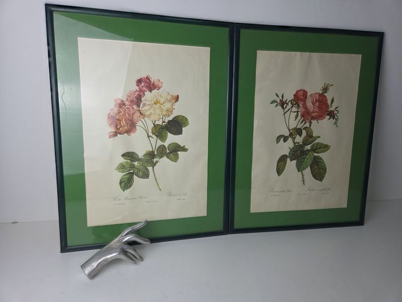 Lote siguiente: Pinturas de flores enmarcadas, estilo francés