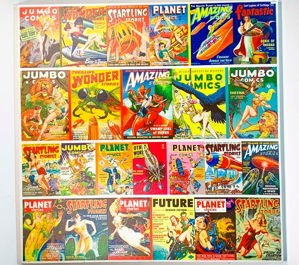 Cuadro Mural Estampado: Tapas de Cómics Clásicos (100x100 cm)