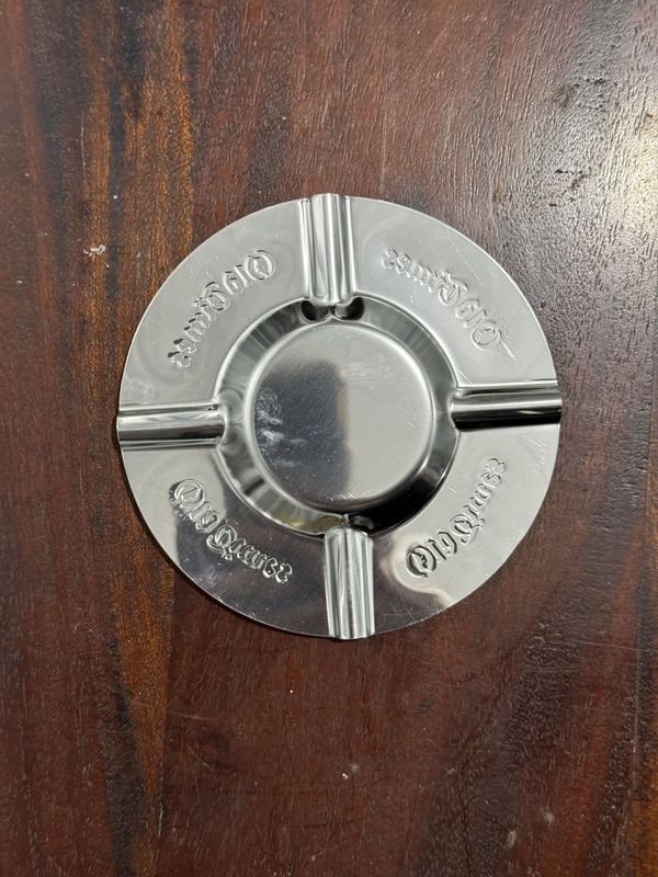 Lote de 5 Ceniceros Redondos de Metal Cromado "Old Times"