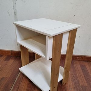 Mesa Auxiliar de Arrimo Dos Tonos Madera Clara y Melamina Blanca - imagen 3
