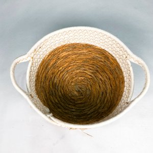 Cesto Bicolor con Asa Blanco y Beige - imagen 4