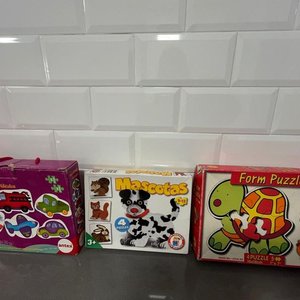 3 Cajas de Puzzles Infantiles: Vehículos, Mascotas y Animales - imagen 1