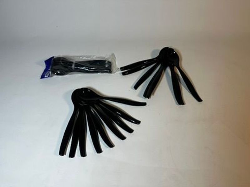 Lote de Cucharas Negras de Melamina para Ensalada