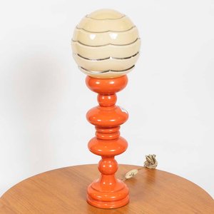 Lote siguiente: Lámpara de Mesa Vintage Años 70 con Opalina y Base Torneada Naranja