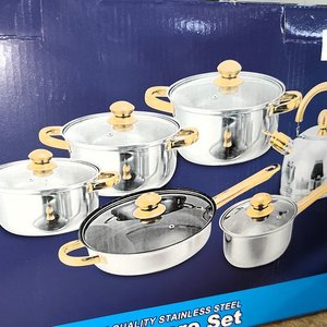 Juego de Batería de Cocina de Acero Inoxidable de 12 Piezas con Caldera y Tapas de Vidrio - imagen 3