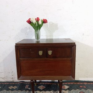 Mueble Tocadiscos Inglés Antiguo de Madera con Tapa Abatible - imagen 3