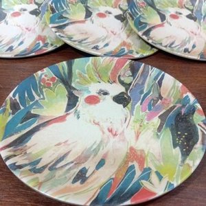 Set de 4 Platos Vintage de Melamina con Diseño de Cacatúa - imagen 6