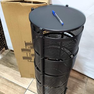 Organizador Metálico Cilíndrico Negro con 5 Canastos y Ruedas - imagen 4