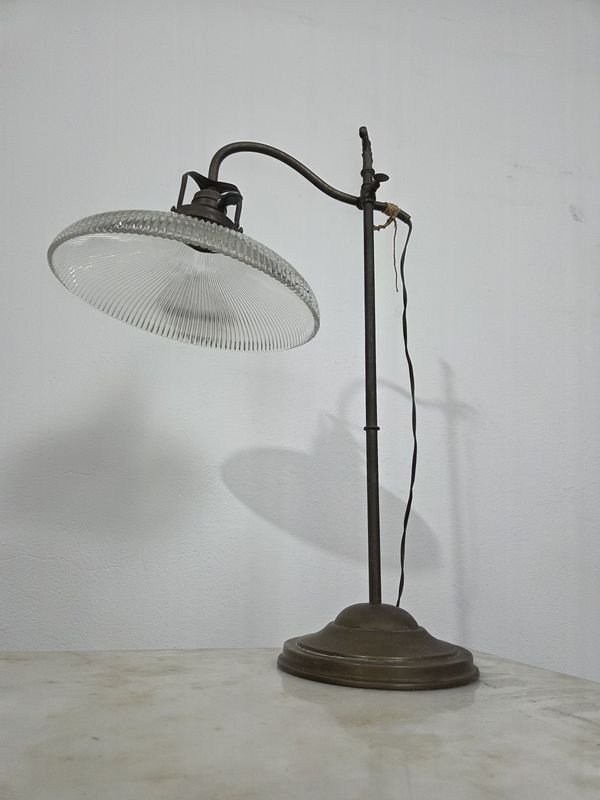 Lámpara de mesa en bronce regulable con tulipa - imagen 4