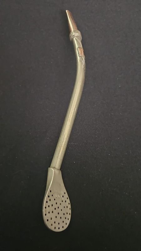 Bombilla Curva de Plata y Oro para Mate