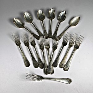 Christofle Japonaise: 16 Cubiertos Metálicos (Cucharas y Tenedores) - imagen 2