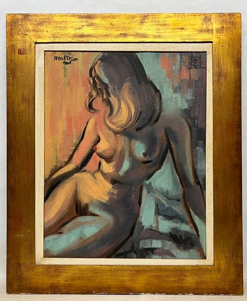 Lote siguiente: Pintura de desnudo con fondo colorido
