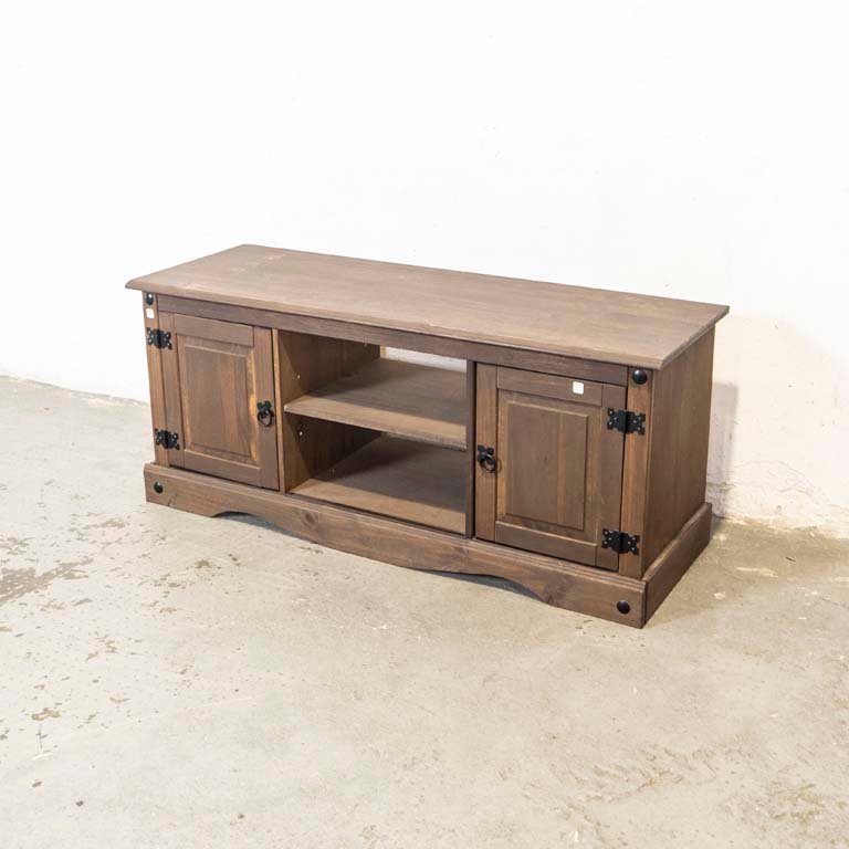 Lote anterior: Rack de madera rústica con dos puertas laterales y estantes centrales