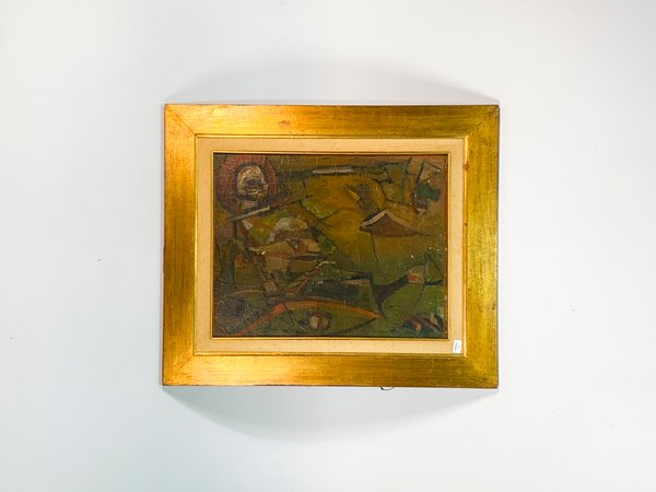 Cuadro Óleo sobre Cartón: Alegoría a Personajes, Firmado - imagen 1