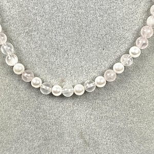 Collar de Cuarzo Rosa y Perlas de Río, 36 cm - imagen 3