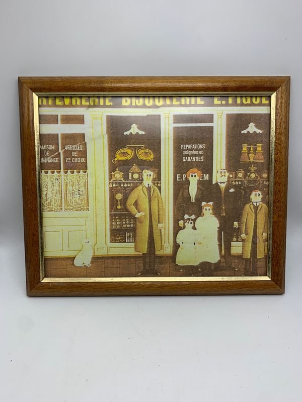 Cuadro decorativo antiguo con ilustración de tienda - imagen 2