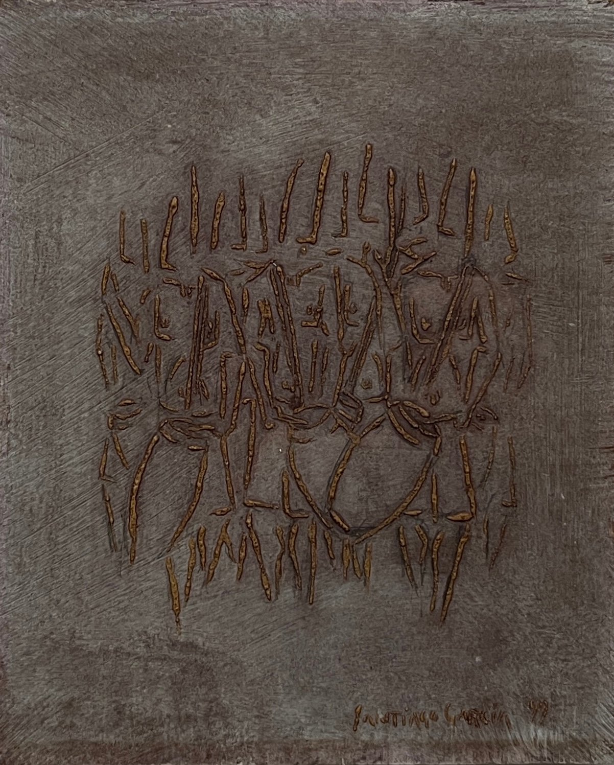 Obra "Símbolos" de Santiago García, Técnica Mixta sobre Fibra