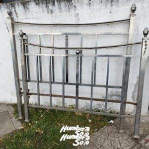 Respaldo y Piecera de Bronce Niquelado para Cama de Dos Plazas Antiguo - imagen 2