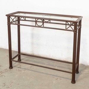Mesa de Arrimo de Hierro con Tapa de Vidrio Estilo Clásico - imagen 1
