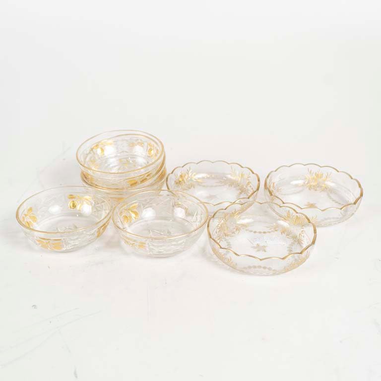 Set de 8 Bowls de Cristal con Detalles en Oro