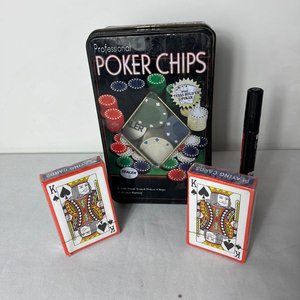 Set de Poker Profesional con Fichas y Cartas en Lata - imagen 2