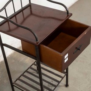 Mesa Auxiliar de Hierro y MDF con Cajón - imagen 3