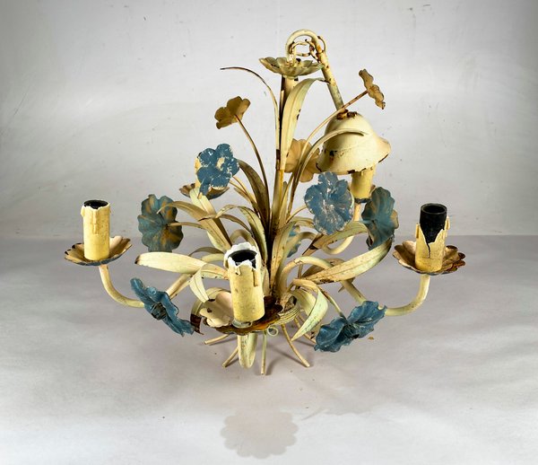 Colgante de Hierro Forjado con Cinco Luces y Detalles Florales - imagen 1