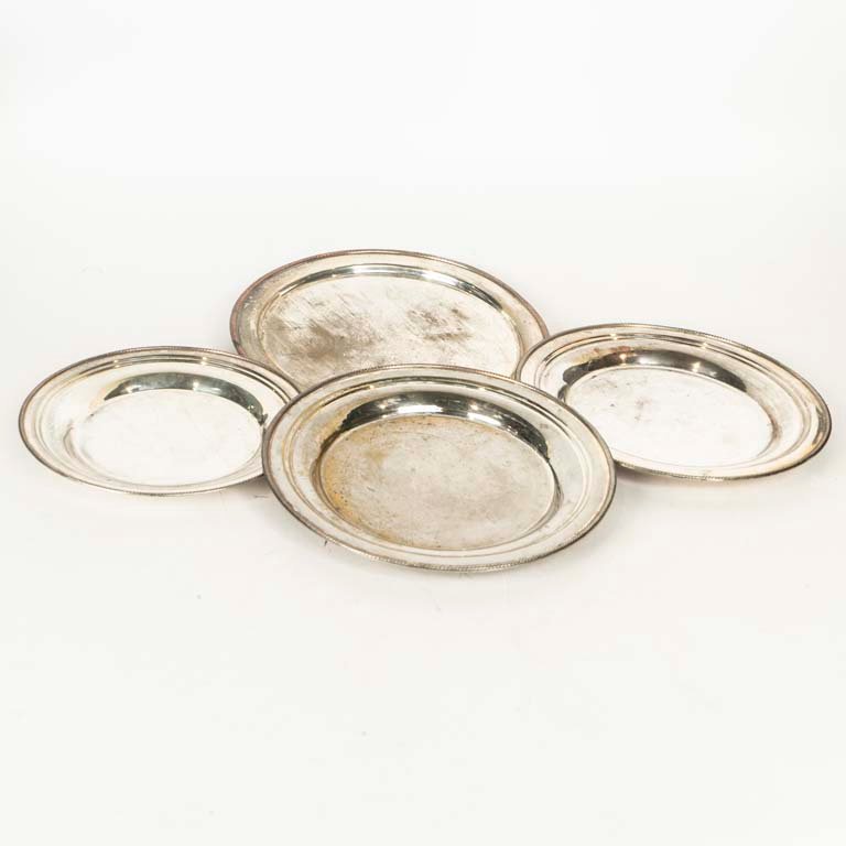4 Bandejas Redondas de Platina Sheffield (27.5-36 cm)