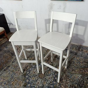 Taburetes Altos "Luna" Fábrica Delfino Álvarez Madera Maciza Blancos (2 Unidades) - imagen 6