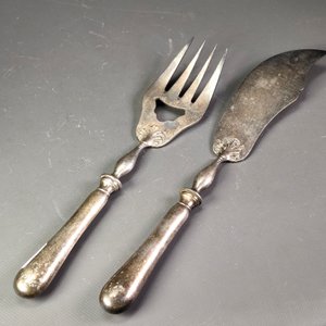 Par de Piezas de Servir "Scholberg" Antiguas de Plata - imagen 2