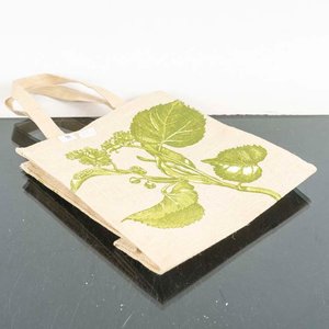 Bolso Tote de Arpillera con Estampado Botánico Verde - imagen 1