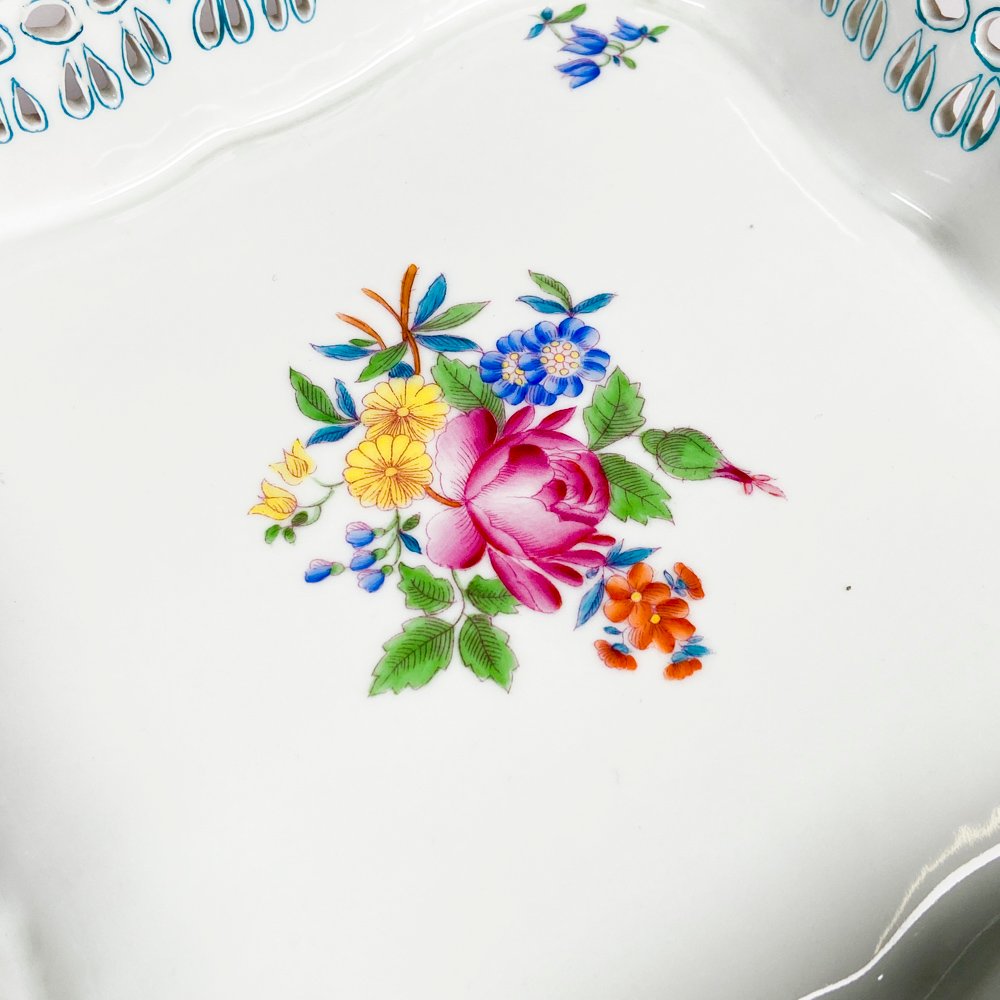 Dos centros de porcelana HEREND hungara con diseño floral - imagen 3