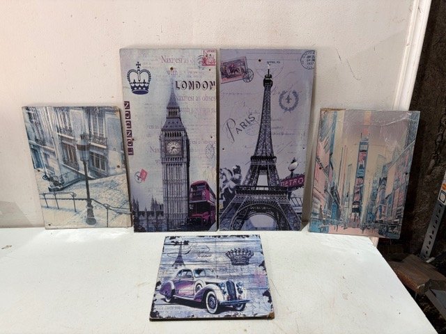 Set de 5 Cuadros Decorativos Estilo Vintage