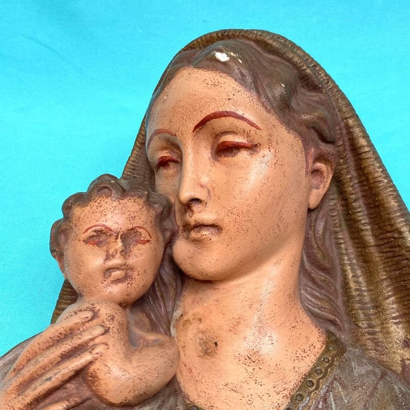 Figura de la Virgen María con el niño Jesús, posiblemente italiana - imagen 2