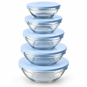 Set de 5 Tupperware de Vidrio Apilables con Tapas Azules - imagen 2