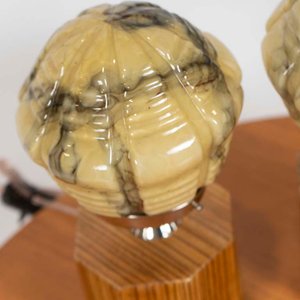 Par de Lámparas Art Decó con Opalinas y Base de Madera Cromada - imagen 2