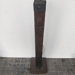 Lámpara de Pie Rústica de Madera con Pantalla de Tela - imagen 4