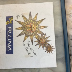 Antiguo afiche Pluna con firma de Carlos Páez Vilaró - imagen 3