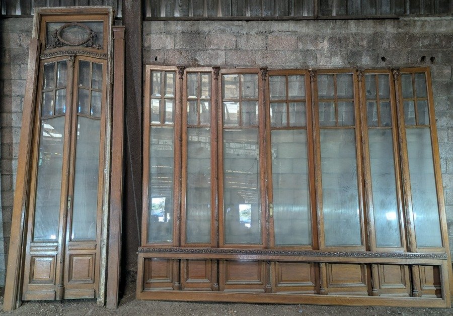 Puerta de madera antigua con seis paneles - imagen 4