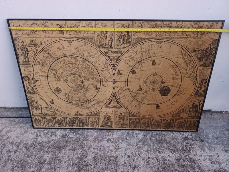 CUADRO NUEVO PLANO TERRESTRE - Mapa antiguo con ilustraciones geográficas - imagen 2