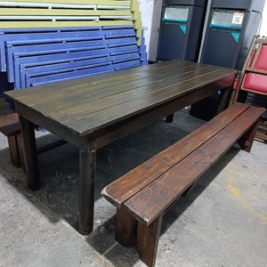 Conjunto Mesa Larga de Madera Maciza con Dos Bancos - imagen 2