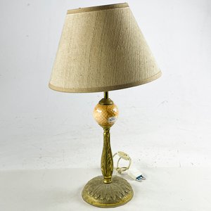 Lampara de sobremesa en bronce con esfera en ceramica con pantalla 53 cm - imagen 1