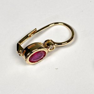 Par de Caravanas Enchapadas con Piedra Roja y Circonia - imagen 3
