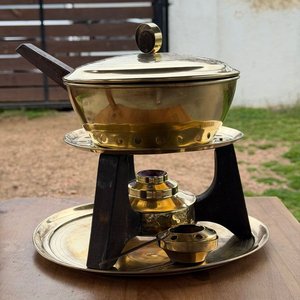 Fondeau de Bronce Pulido con Quemador y Bandeja - imagen 6