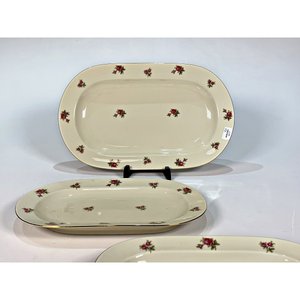 Juego de 3 Fuentes Ovales de Porcelana Bavaria Beige con Flores - imagen 3