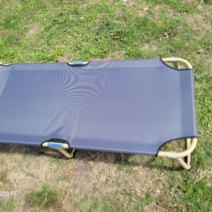 Catre Plegable para Camping - Tela Gris y Caños Beige - imagen 4
