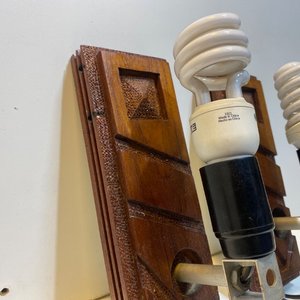 Lote de 8 piezas: Apliques de madera, jarras de cobre, tetera, sartén, cuenco y bandeja decorada - imagen 7